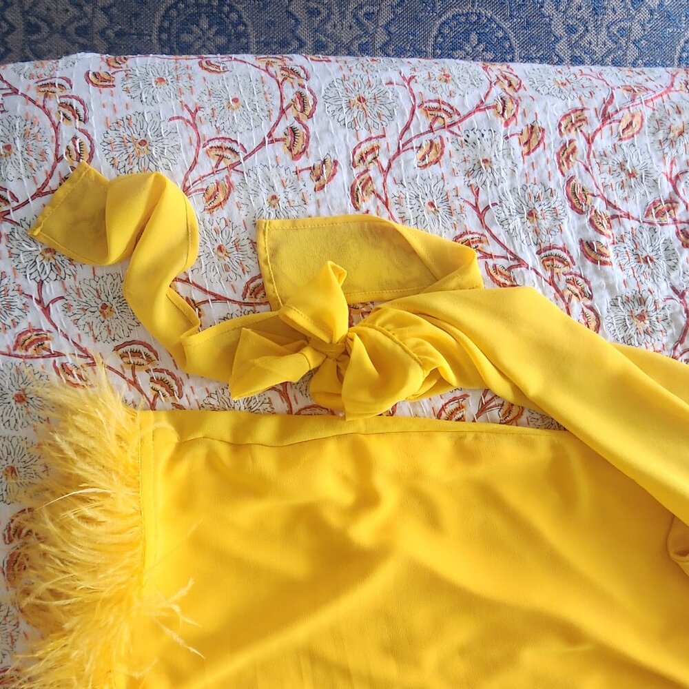 Feather Dress Yellow - Picture 11 of 12